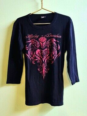 Harley Davidson Women’s Goth Heart 3/4 Sleeve Shirt